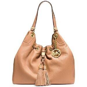 Michael Kors Women's Camden Large Drawstring Shoulder Tote Suntan Leather
